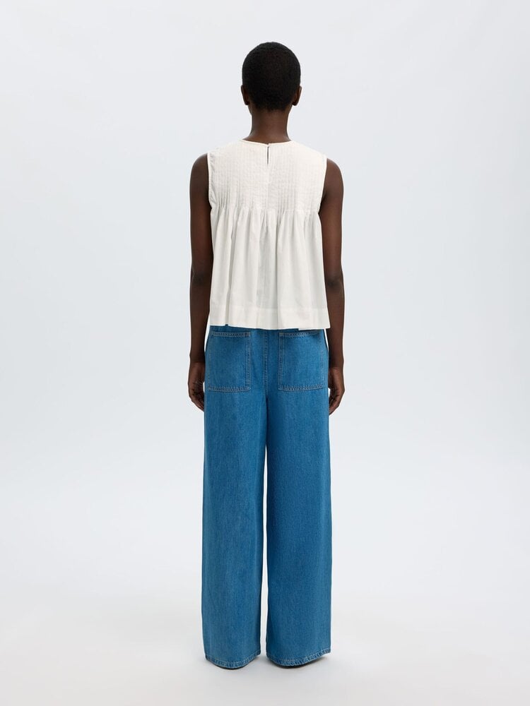 Selected SLFSOPHIA SL PLEATED TOP Snow White