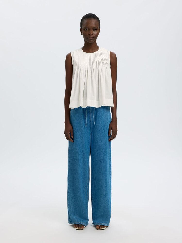 Selected SLFSOPHIA SL PLEATED TOP Snow White