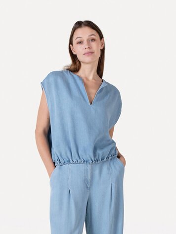 Another-Label ALAurore denim top s/l Light Blue