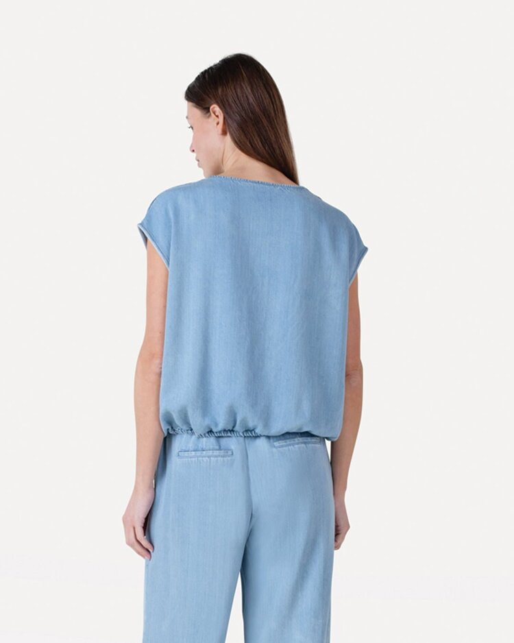 Another-Label ALAurore denim top s/l Light Blue