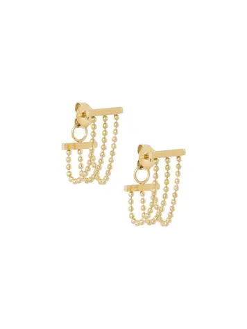 Ellen Beekmans Oorbellen Brick met kettinkjes Goldplated