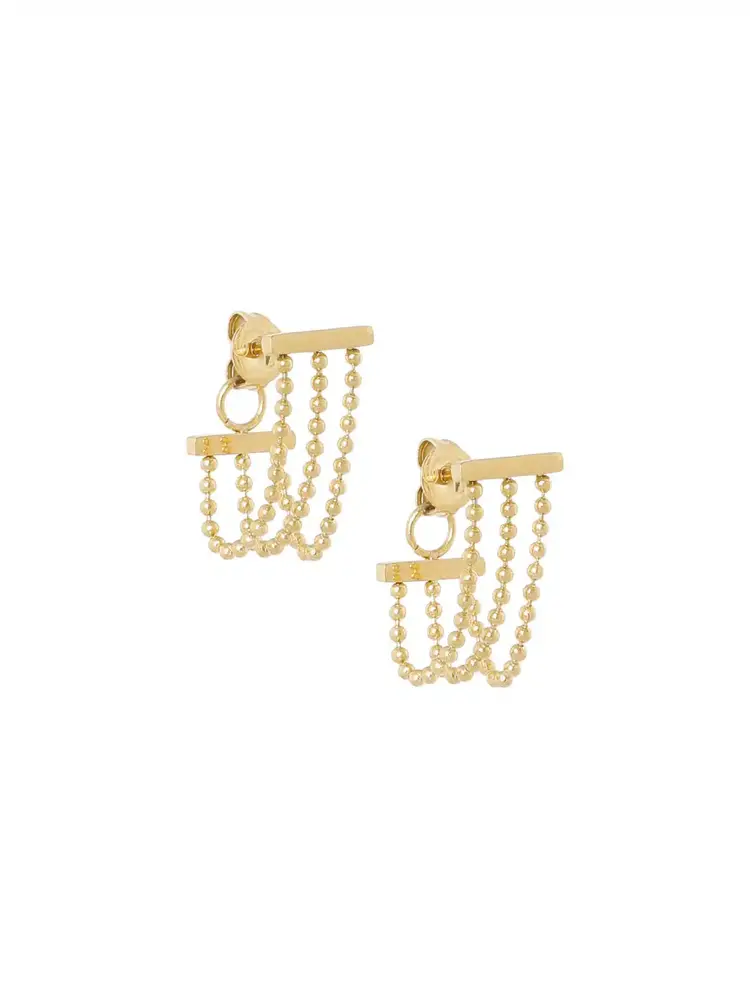 Ellen Beekmans Oorbellen Brick met kettinkjes Goldplated