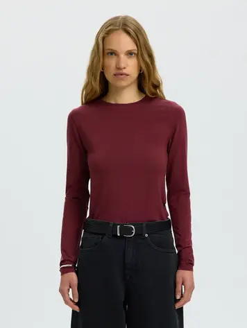 Selected SLWMANJA LS O-NECK Tawny Port