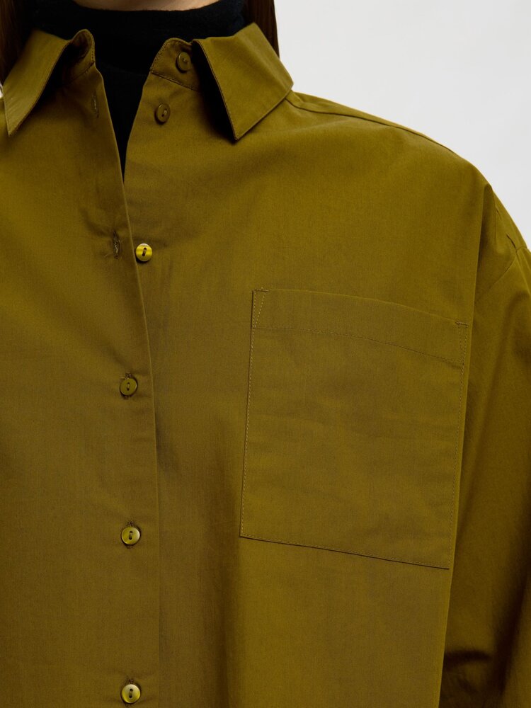 Selected SLWASTHA LS CROPPED BOXY SHIRT Fir Green