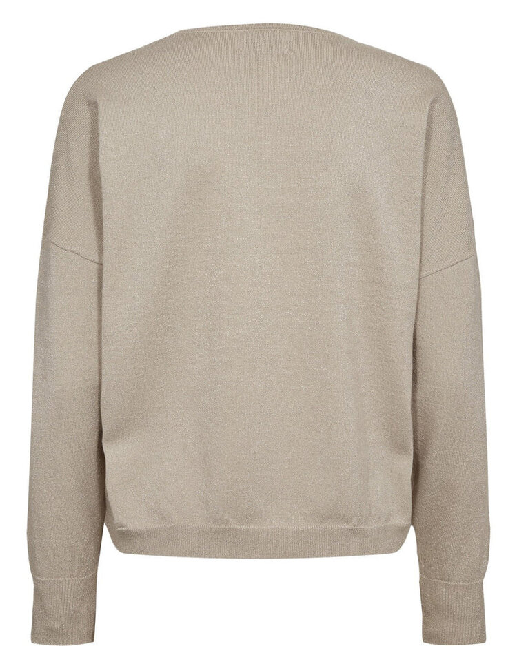 Nümph NUDAYLETTA LUREX V-NECK PULLOVER Whitecap Gray