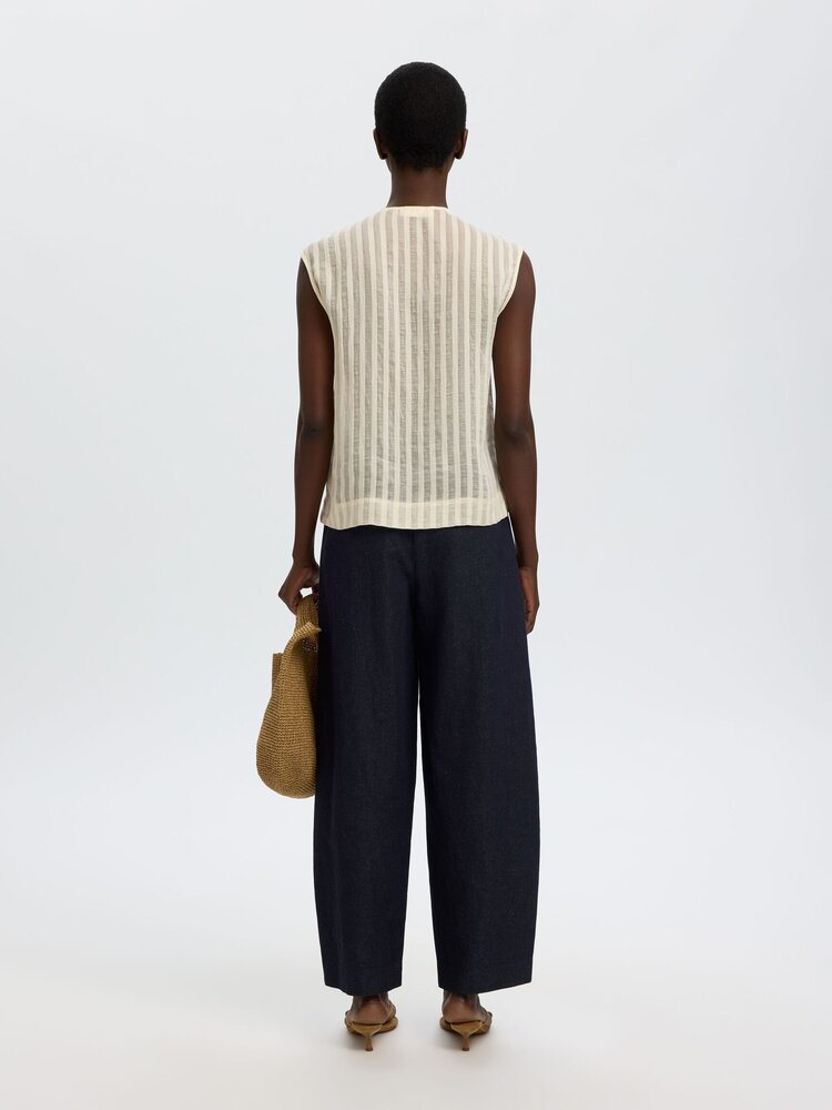Selected SLFTORAN REGULAR SL STRIPED SHIRT Egret Stripes