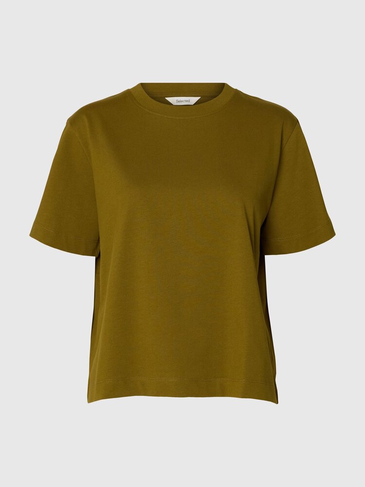 Selected SLWESSENTIAL SS BOXY TEE Fir Green