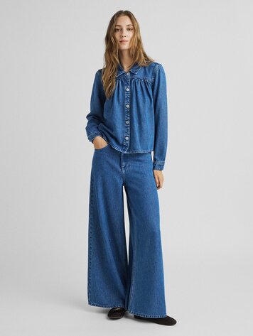 MSCH MSCHAgo Rue Wide Pants Long Mid Blue Wash