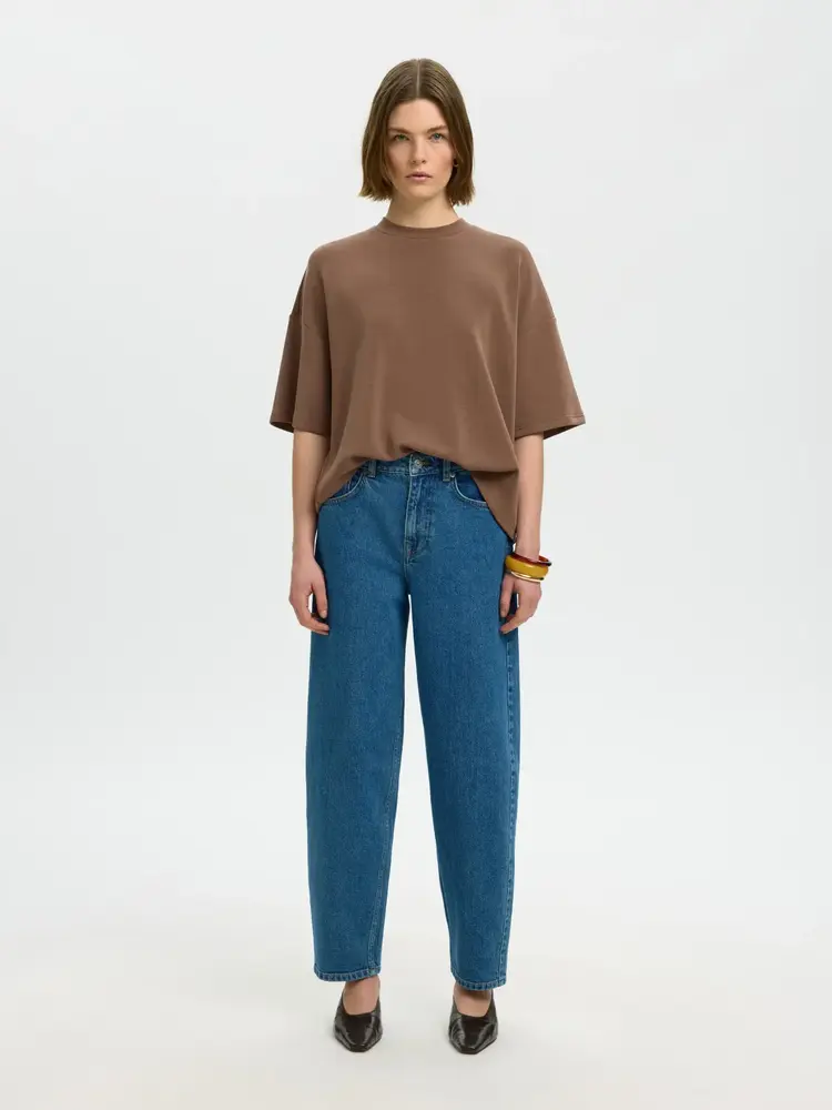 Selected SLWOVERSIZED TENNY TEE Chocolate Chip