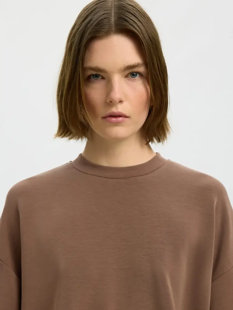 Selected SLWOVERSIZED TENNY TEE Chocolate Chip