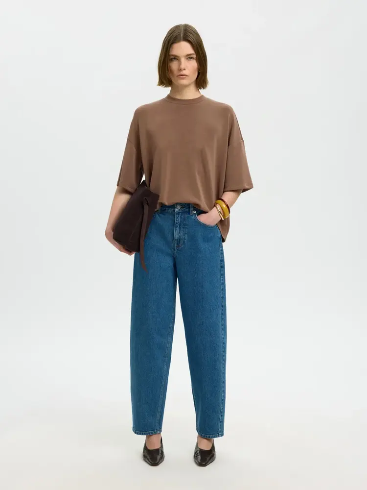Selected SLWOVERSIZED TENNY TEE Chocolate Chip