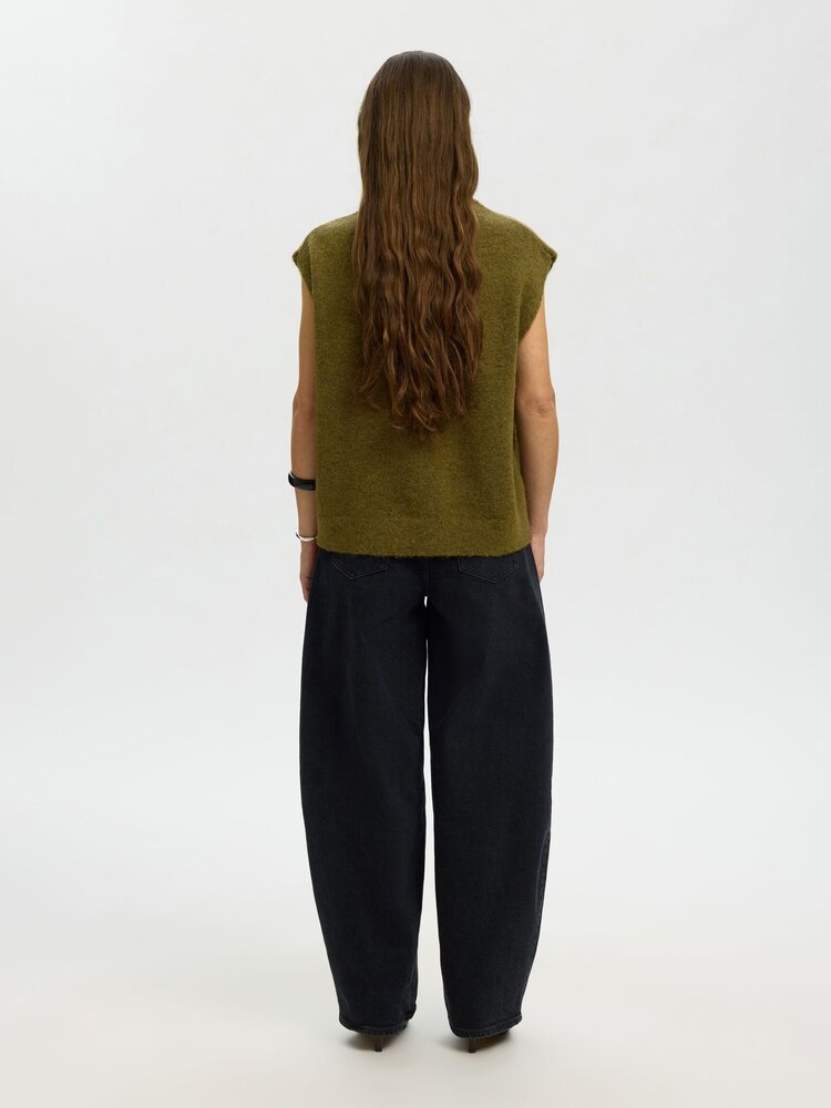 Selected SLWLULU SL KNIT VEST Fir Green Melange