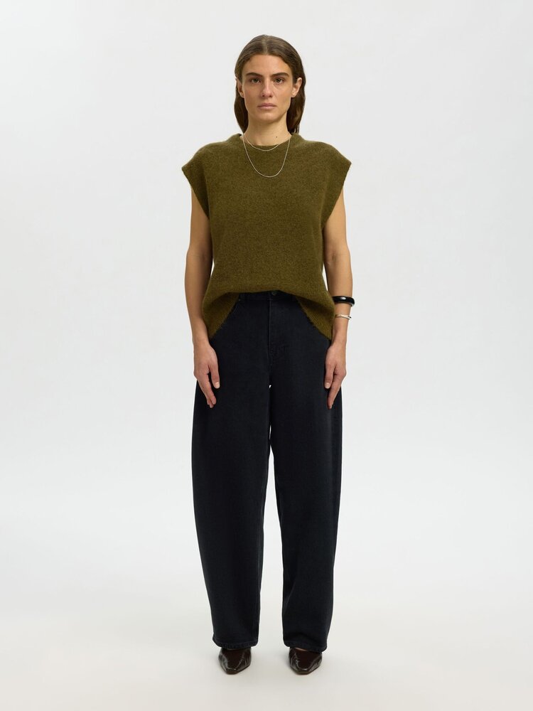 Selected SLWLULU SL KNIT VEST Fir Green Melange