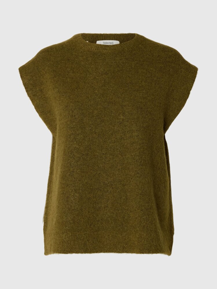 Selected SLWLULU SL KNIT VEST Fir Green Melange
