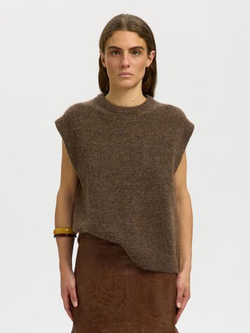 Selected SLWLULU SL KNIT VEST Dachshund Melange