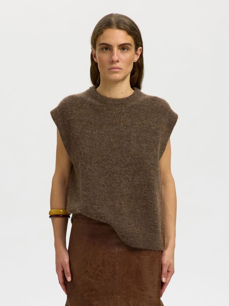 Selected SLWLULU SL KNIT VEST Dachshund Melange