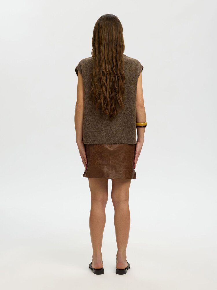Selected SLWLULU SL KNIT VEST Dachshund Melange