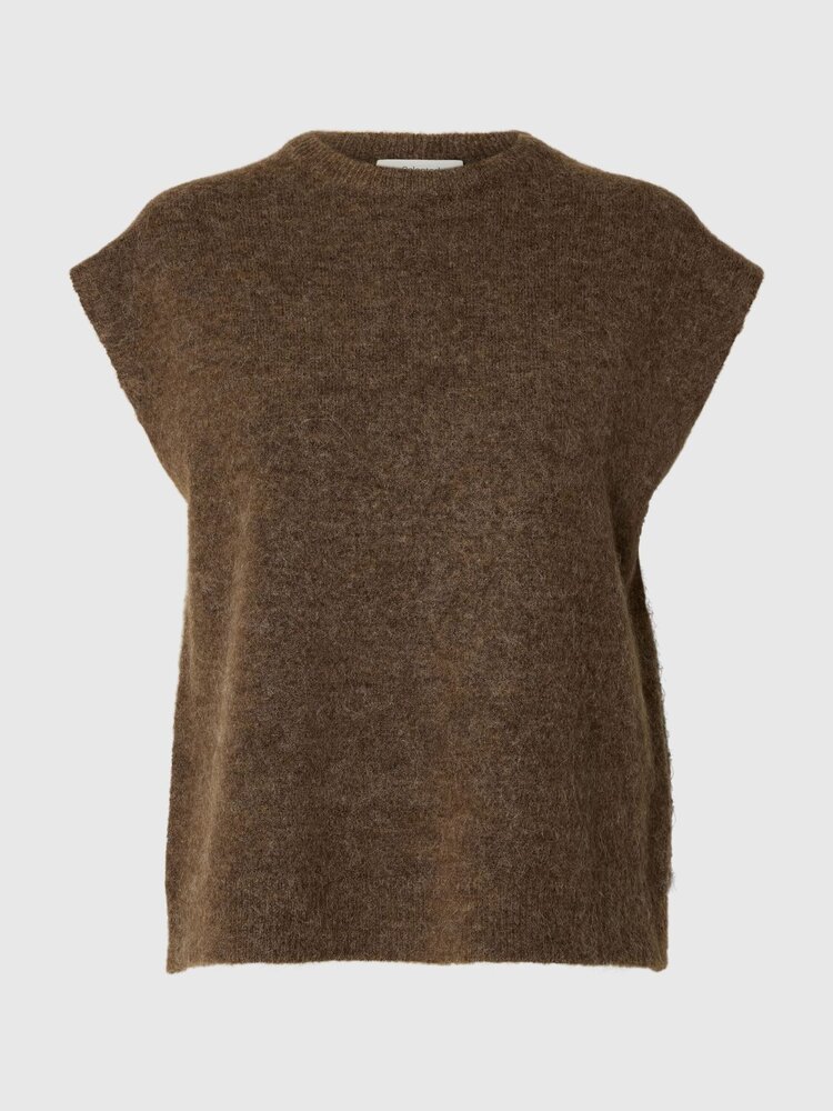 Selected SLWLULU SL KNIT VEST Dachshund Melange