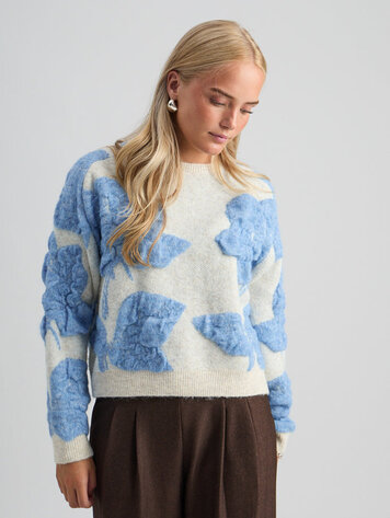Peppercorn PCSine GRS RWS Knit Pullover Fog Sand Jacquard