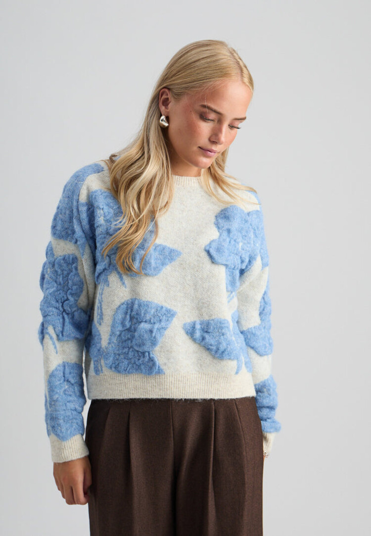 Peppercorn PCSine GRS RWS Knit Pullover Fog Sand Jacquard