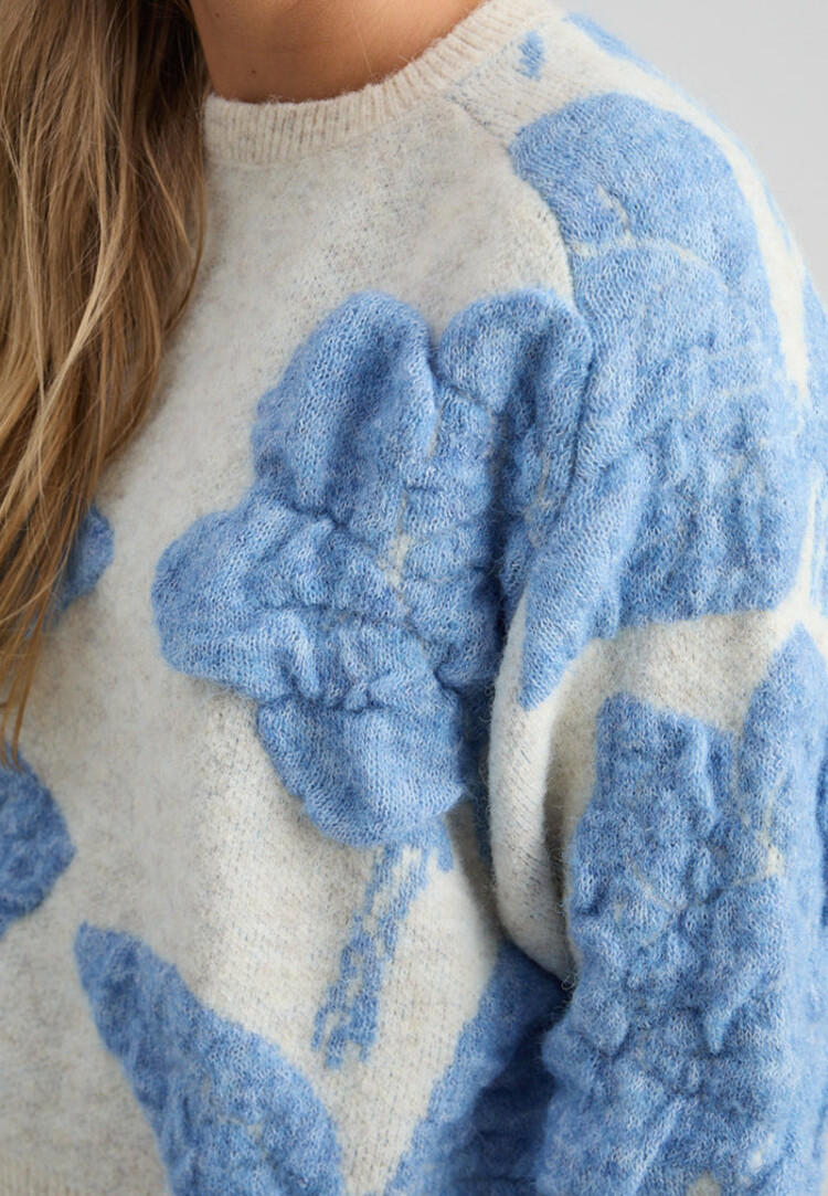 Peppercorn PCSine GRS RWS Knit Pullover Fog Sand Jacquard