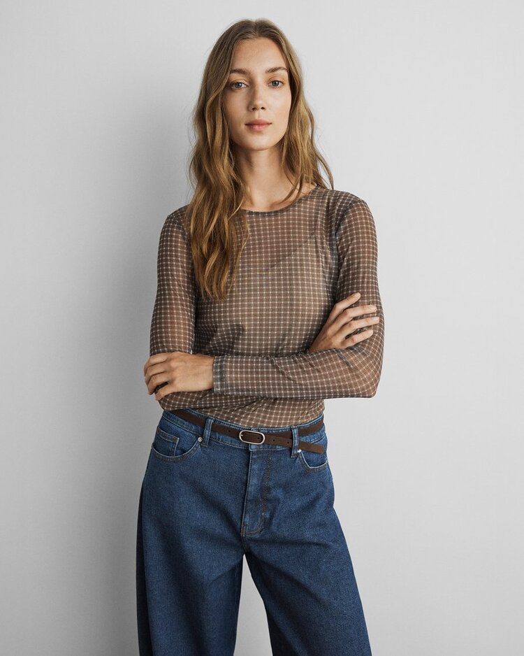 MSCH MSCHJanie Illenora Top AOP Dark Brown Check