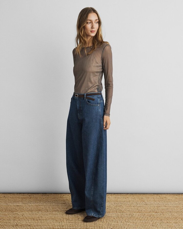 MSCH MSCHJanie Illenora Top AOP Dark Brown Check