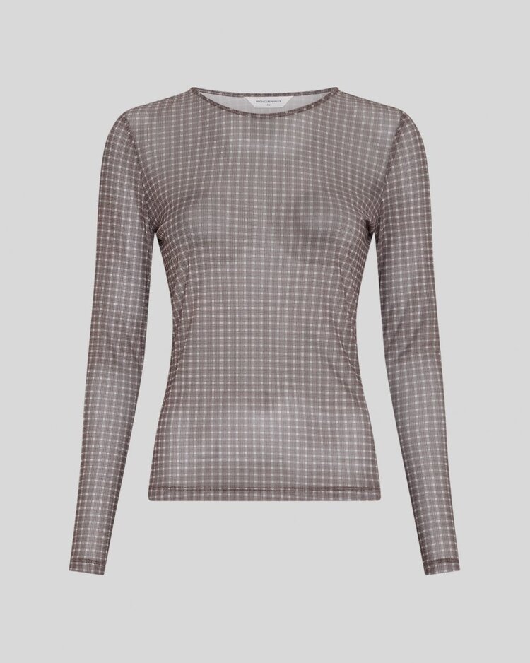 MSCH MSCHJanie Illenora Top AOP Dark Brown Check