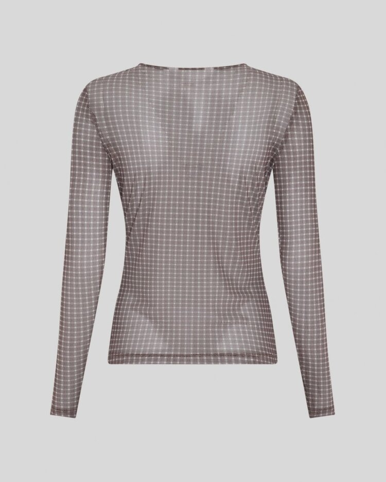 MSCH MSCHJanie Illenora Top AOP Dark Brown Check