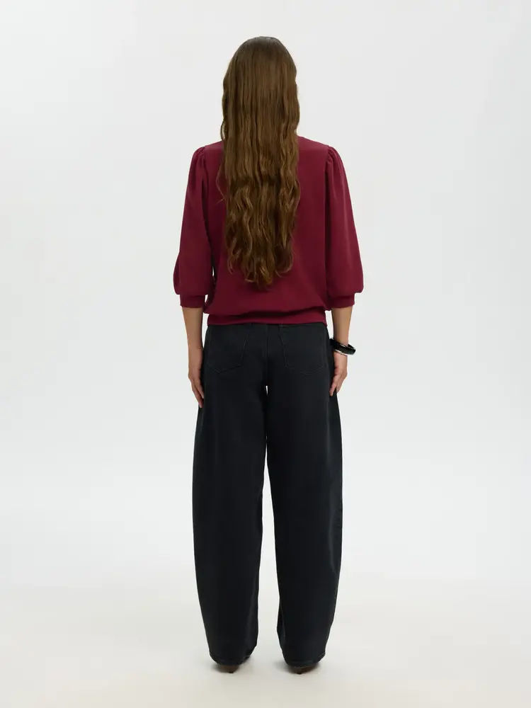Selected SLWTENNY 3/4 SWEAT TOP Tawny Port