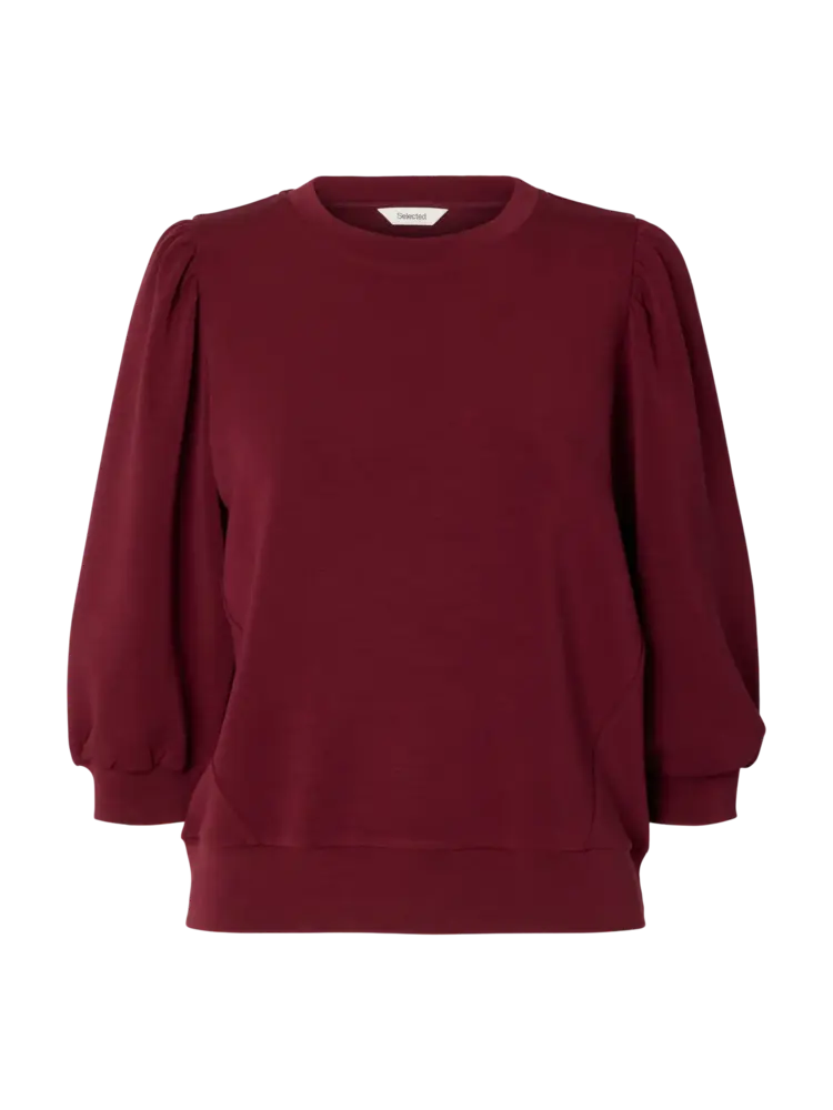 Selected SLWTENNY 3/4 SWEAT TOP Tawny Port