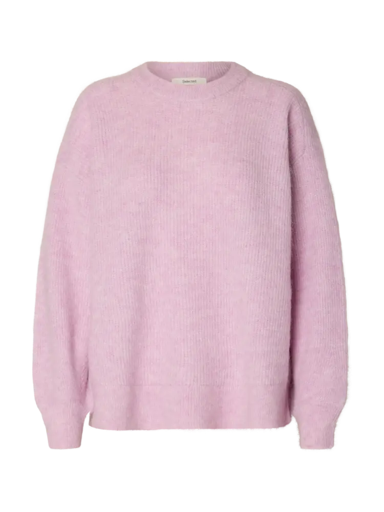 Selected SLWLULU LS KNIT RELAXED O-NECK Winsome Orchid Melange