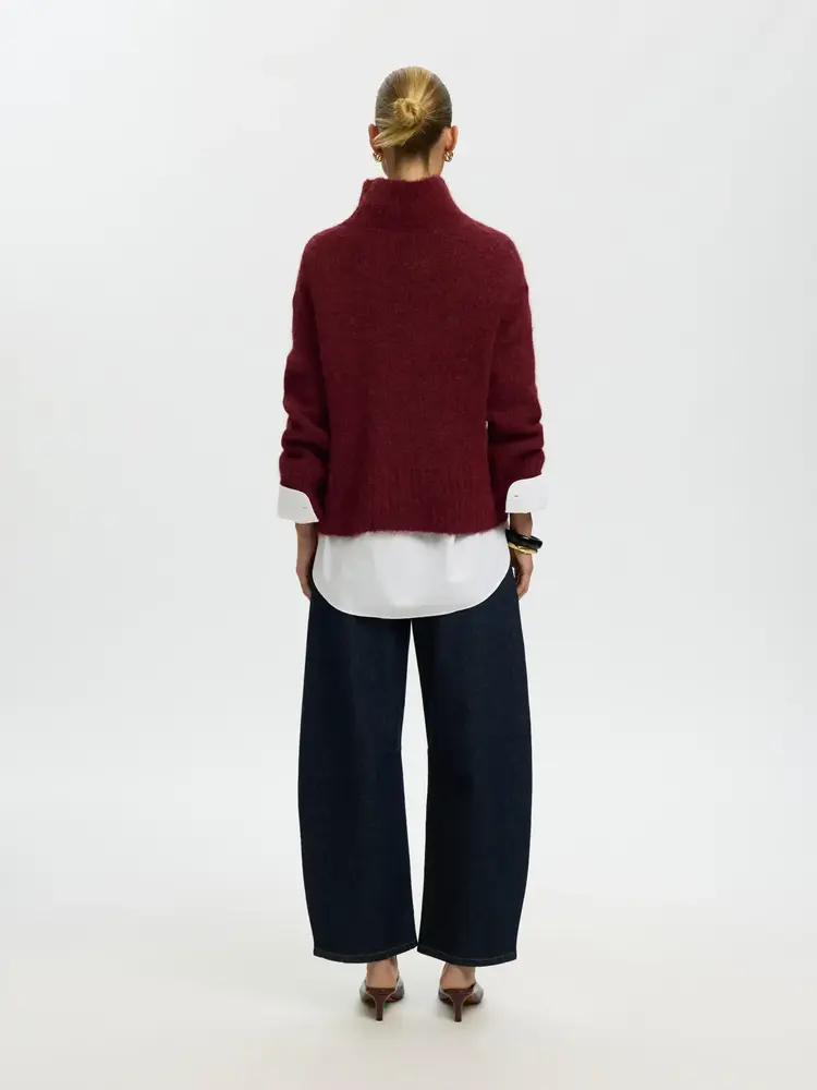 Selected SLWGABRIELLA LS KNIT HIGH NECK Tawny Port
