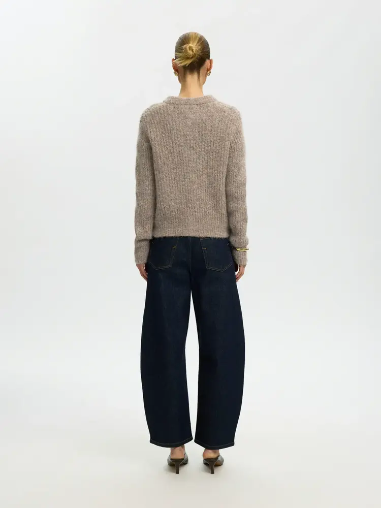 Selected SLWGABRIELLA LS BUTTON CARDIGAN Steel Gray