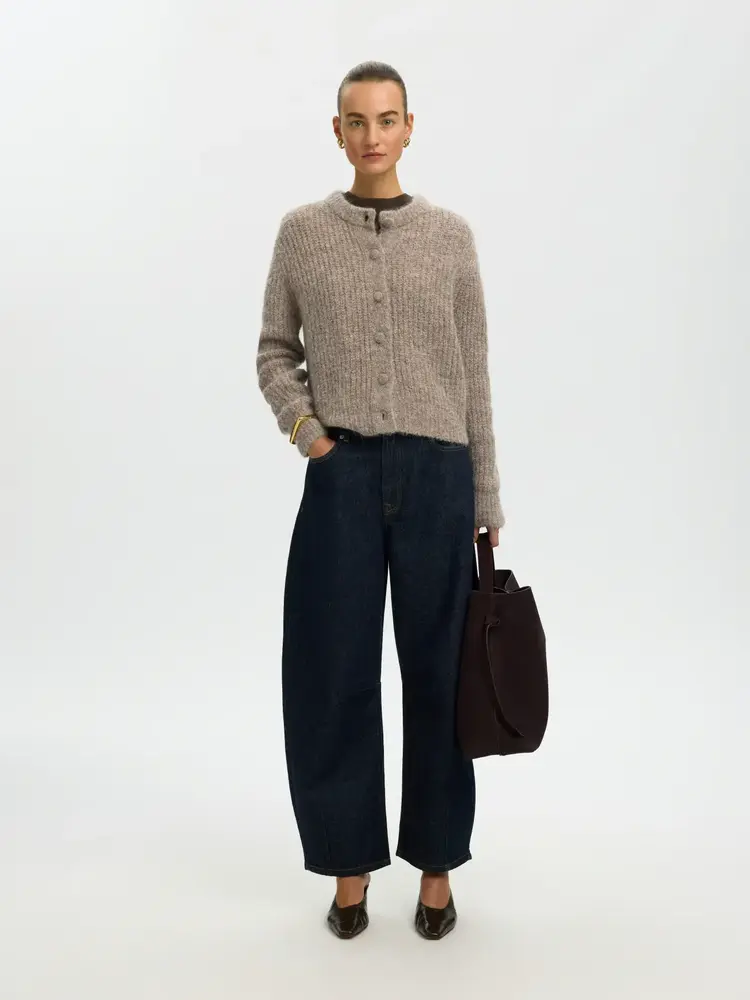 Selected SLWGABRIELLA LS BUTTON CARDIGAN Steel Gray