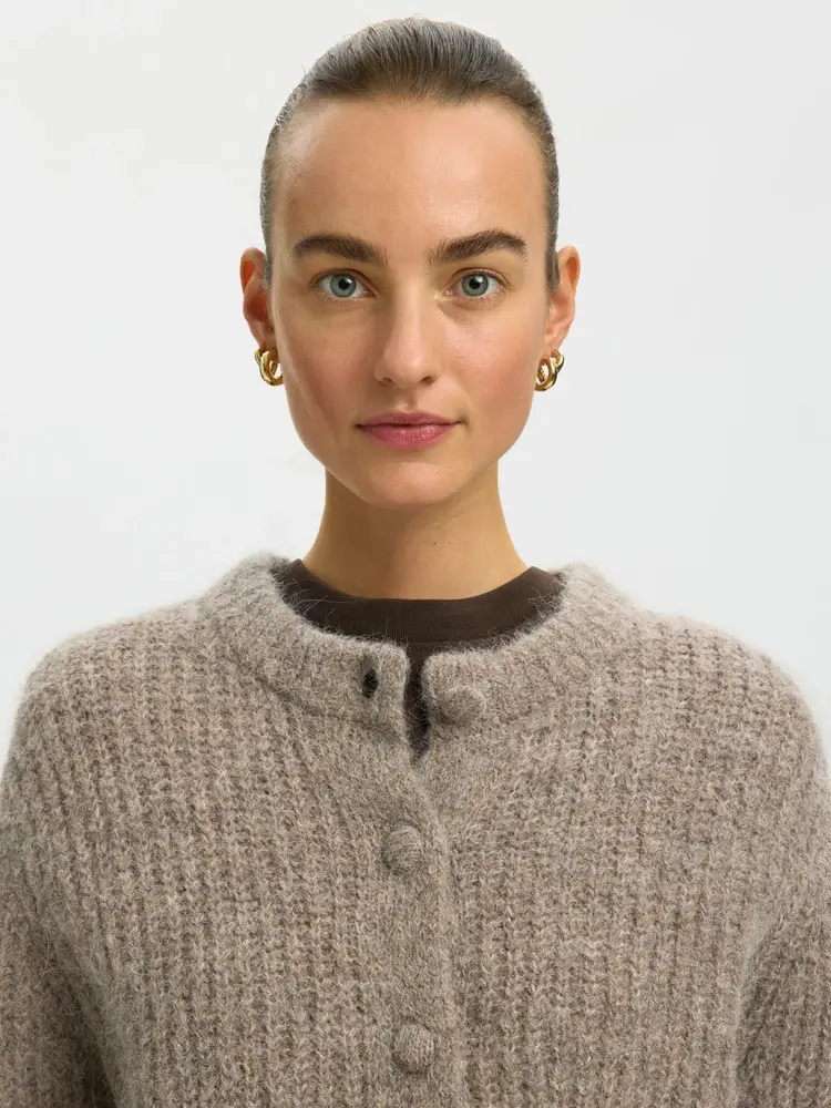 Selected SLWGABRIELLA LS BUTTON CARDIGAN Steel Gray
