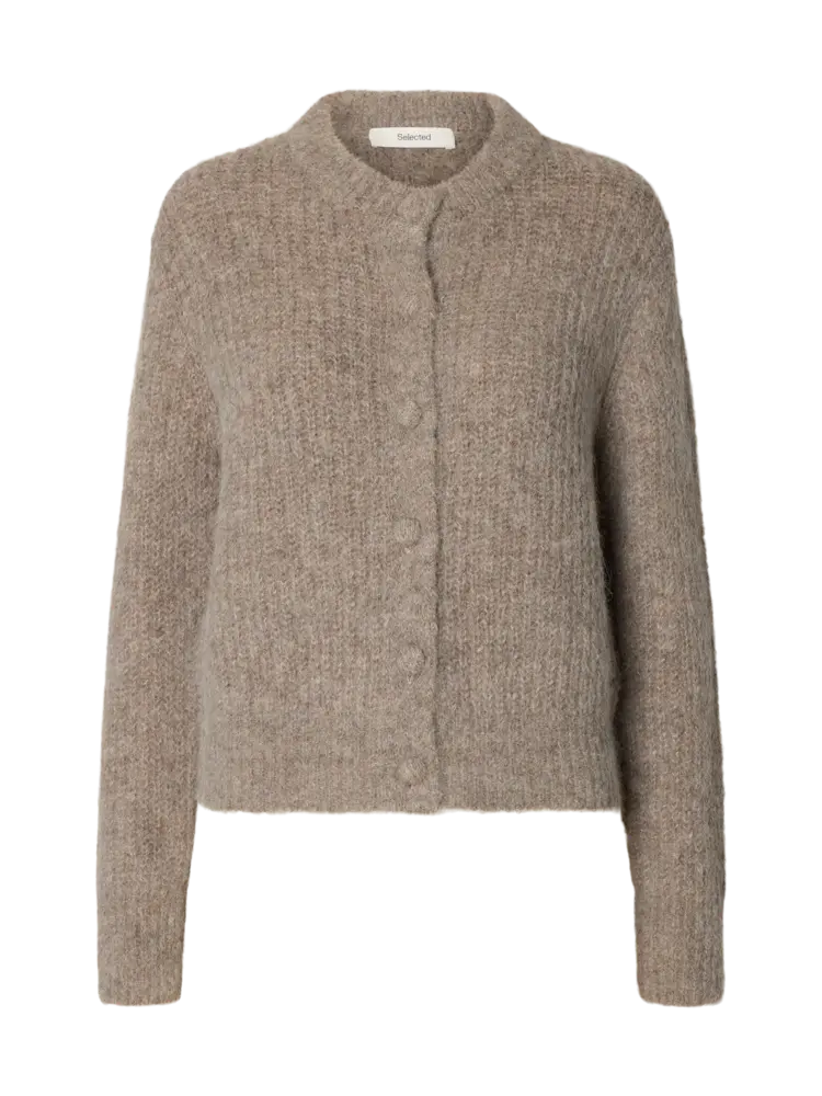 Selected SLWGABRIELLA LS BUTTON CARDIGAN Steel Gray