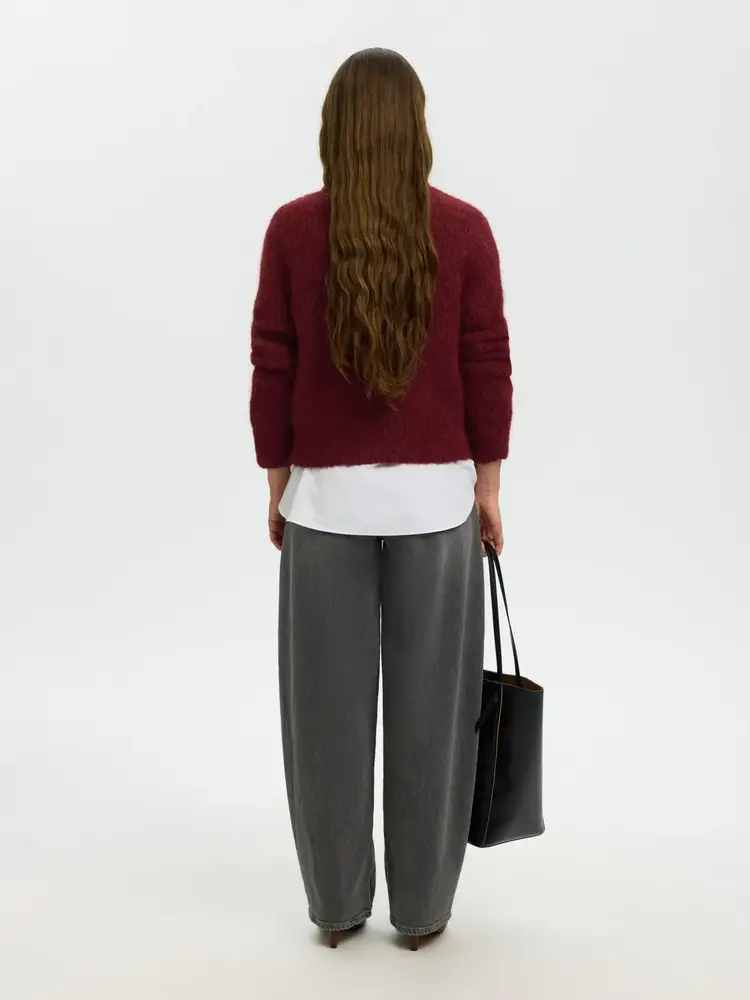 Selected SLWGABRIELLA LS BUTTON CARDIGAN Tawny Port