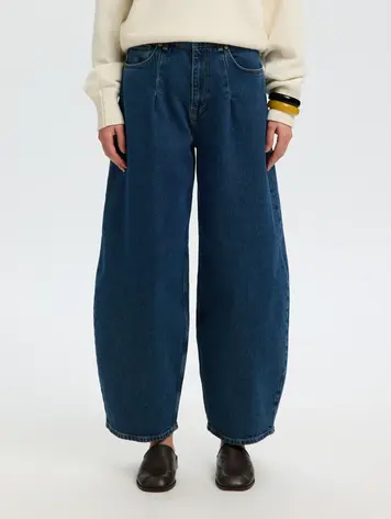 Selected SLWBARREL LOOSE NANET MID BLUE HW JEANS Medium Blue Denim