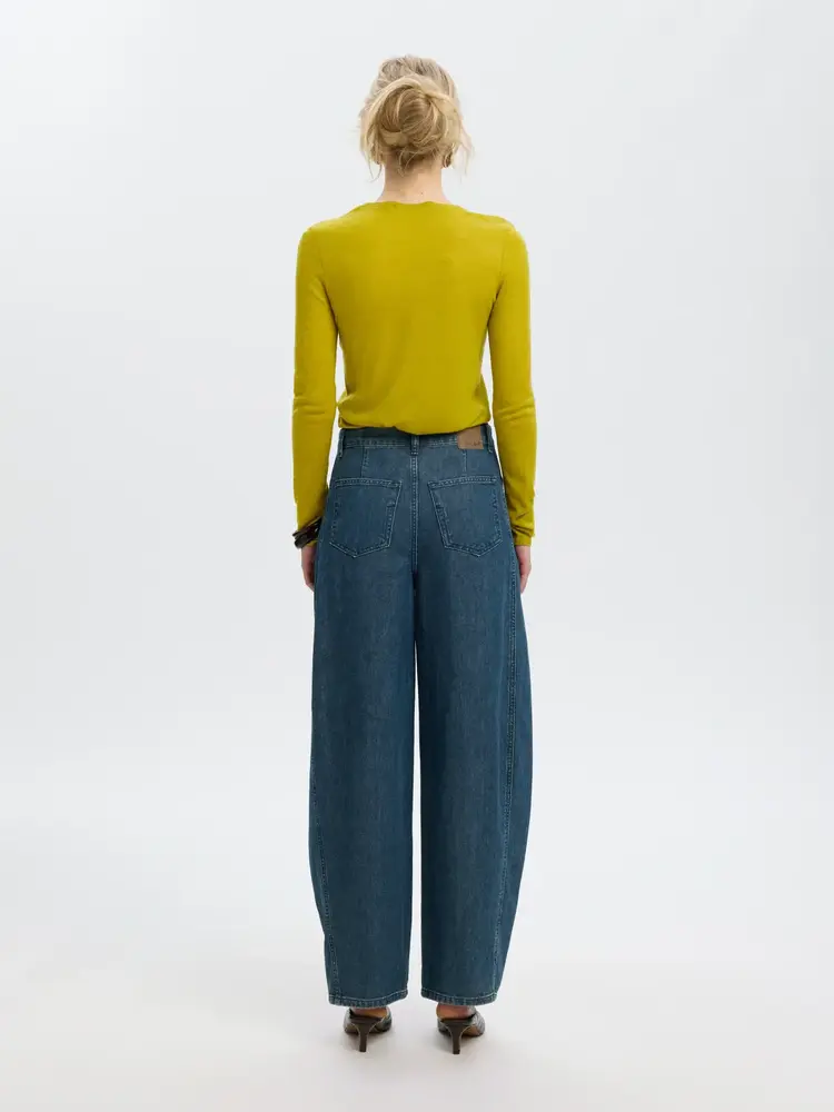 Selected SLWVENDY LS KNIT WOOL O-NECK Avocado oil
