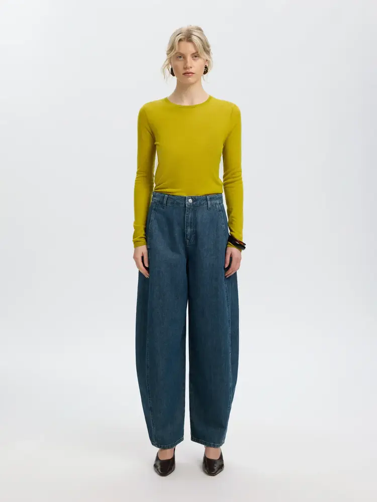Selected SLWVENDY LS KNIT WOOL O-NECK Avocado oil