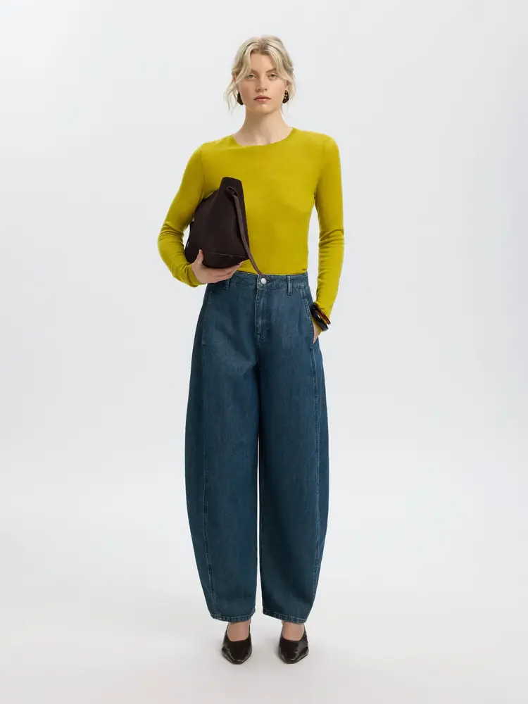 Selected SLWVENDY LS KNIT WOOL O-NECK Avocado oil