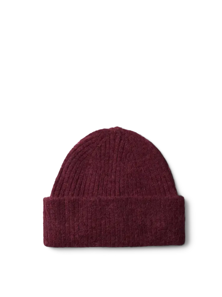 Selected SLWLULU WOOL BLEND KNIT BEANIE Tawny Port Melange