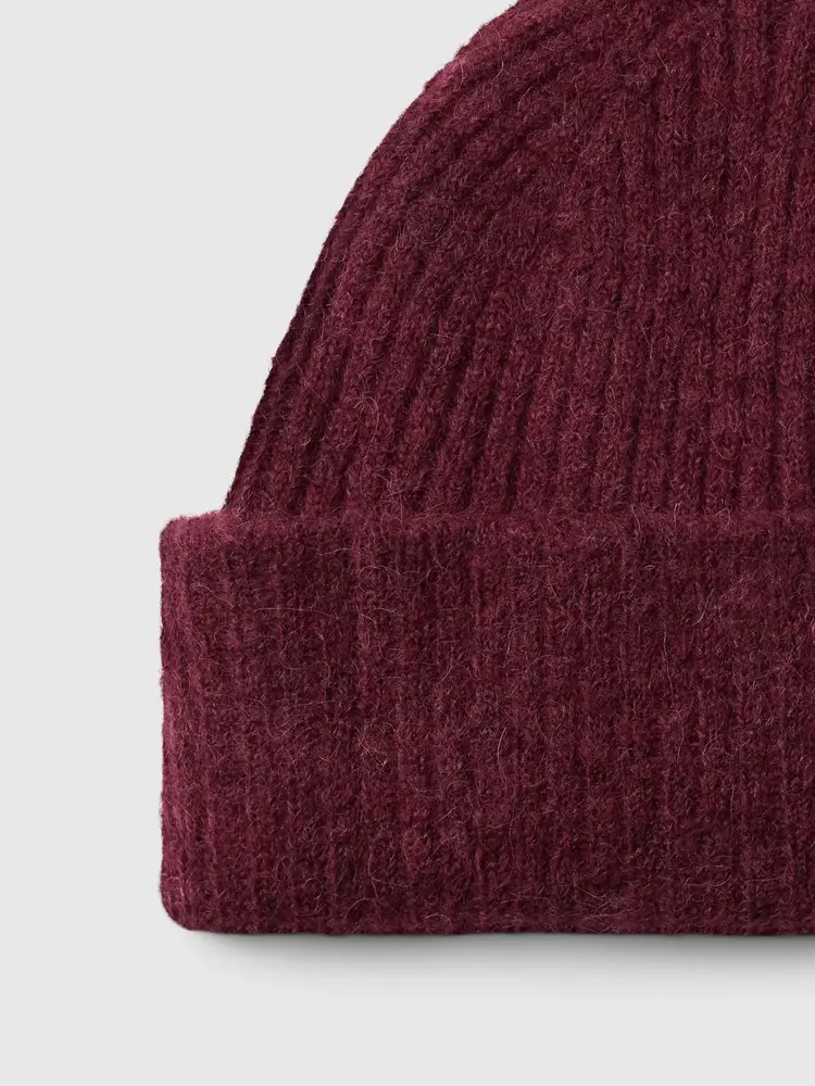 Selected SLWLULU WOOL BLEND KNIT BEANIE Tawny Port Melange