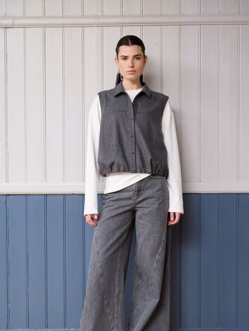 Another-Label ALIsabeau shirt s/l Dark Grey Melee