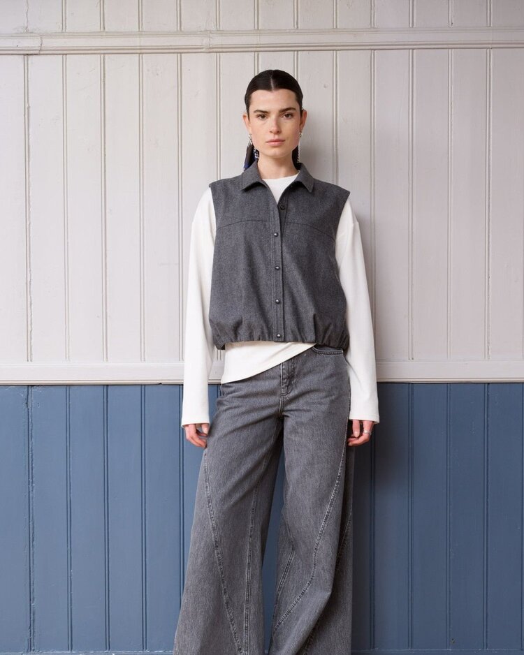 Another-Label ALIsabeau shirt s/l Dark Grey Melee