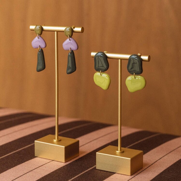 Van Schaaijk Studio Oorbellen Luna Mos/Lavendel/Bos