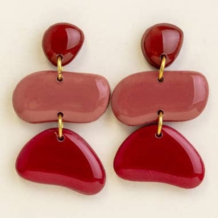Van Schaaijk Studio Oorbellen Jolene Bordeaux/Rozenhout/Kers
