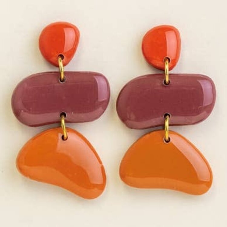 Van Schaaijk Studio Oorbellen Jolene Zonsondergang/Mauve/Manderijn