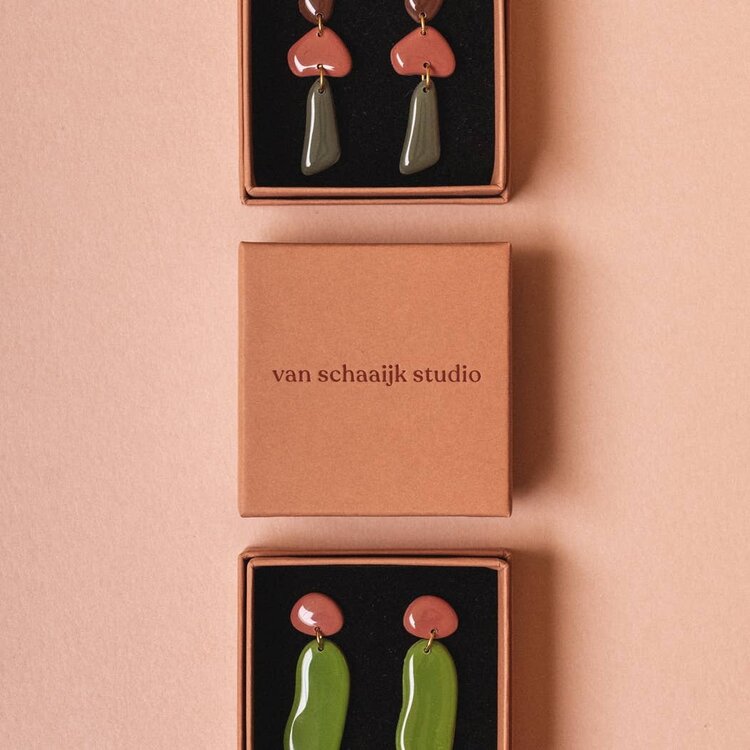 Van Schaaijk Studio Oorbellen Jolene Zonsondergang/Mauve/Manderijn